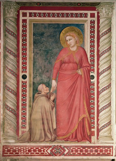 Bisschop Pontano knielt voor Sint-Maria Magdalena, Magdalena-kapel, c.1320 door Giotto di Bondone